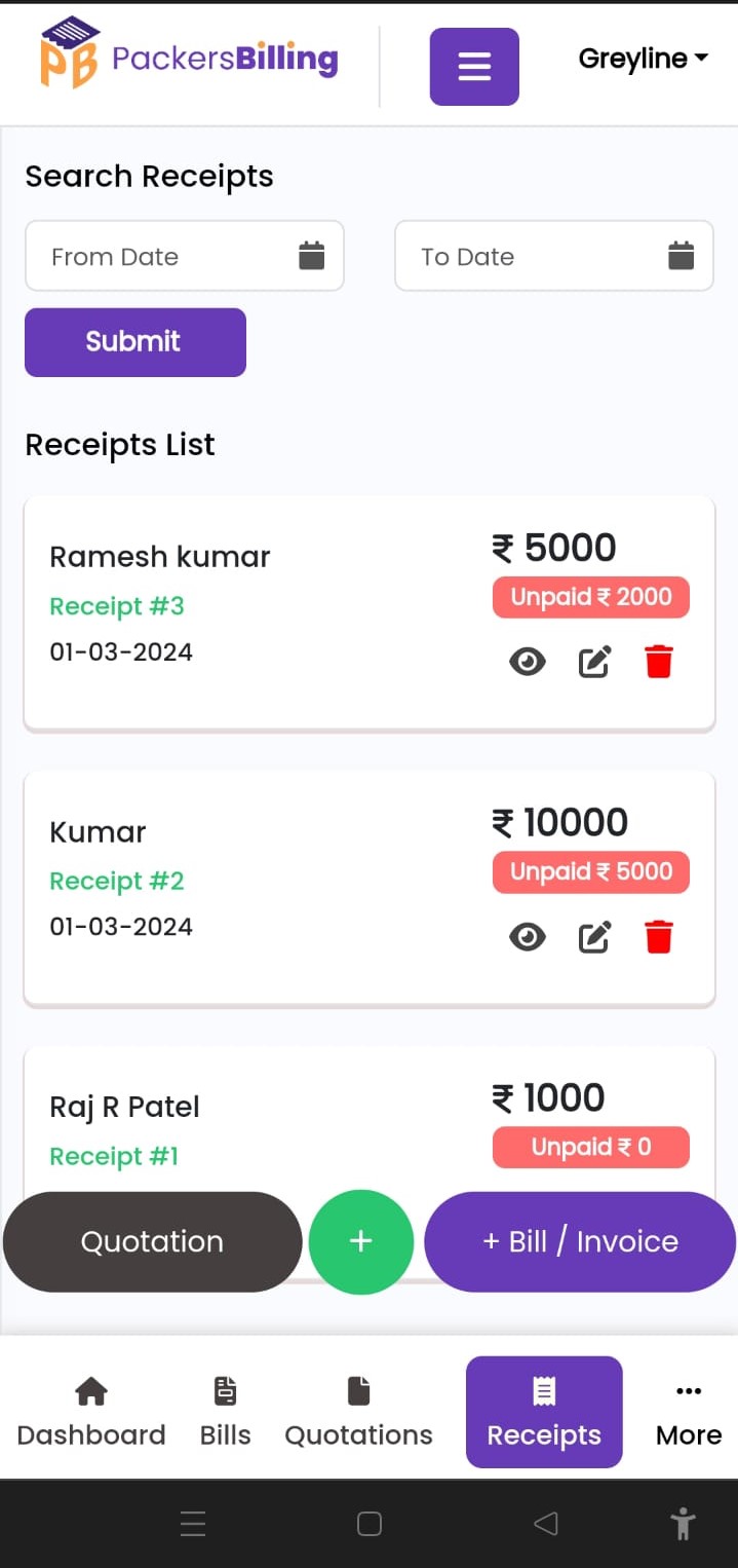 list-recipts